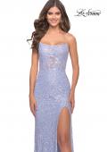 Picture of: Beaded Lace Dress with Illusion Bodice and Square Neckline in Light Periwinkle, Style: 31526, Main Picture