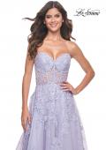 Picture of: Sweetheart Strapless Tulle A-Line Prom Dress with Lace Details in Light Periwinkle, Style: 32145, Main Picture