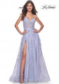 Picture of: Gorgeous Pastel Sequin Beaded Floral A-Line Tulle Dress in Light Periwinkle, Style: 32349, Main Picture