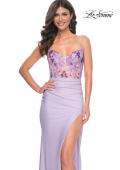 Picture of: Jersey Dress with Illusion Sequin Lace Bustier Top in Purple, Style: 32419, Main Picture
