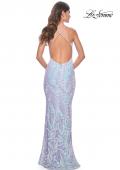 Picture of: Fitted Print Sequin Pastel Prom Dress in Light Periwinkle, Style: 31944, Detail Picture 8