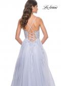 Picture of: A-Line Tulle Gown with Scallop Detail Bodice and Lace Applique in Light Periwinkle, Style: 32028, Detail Picture 8