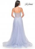 Picture of: Rhinestone A-Line Tulle Prom Dress with Illusion Bodice in Light Periwinkle, Style: 32146, Detail Picture 8
