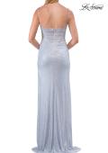 Picture of: Sheer Corset Fitted Gown with Slit and Ruched Detail in Light Periwinkle, Style: 33358, Detail Picture 8