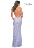 Picture of: Lace Prom Dress with Illusion Embellished Sides in Light Periwinkle, Detail Picture 9