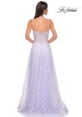Picture of: Polka Dot Tulle Prom Dress with Sheer Corset Top in Light Periwinkle, Style 32716, Detail Picture 9