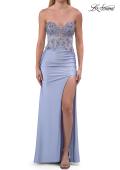 Picture of: Strapless Embellished Corset Gown with High Slit and Lace-Up Back in Light Periwinkle, Style: 33761, Detail Picture 9
