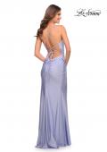 Picture of: Jersey Gown with Wrap Style Front and Rhinestones in Light Periwinkle, Style: 30465, Detail Picture 10