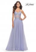 Picture of: Rhinestone Tulle Gown with Sheer Lace Bodice in Light Periwinkle, Style: 31367, Detail Picture 10