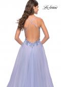 Picture of: Tulle A-Line Gown with Sheer Bodice and Beaded Lace Detail in Light Periwinkle, Style: 31369, Detail Picture 10