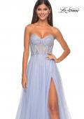 Picture of: Rhinestone Embellished A-line Tulle Gown with Corset Top in Light Periwinkle, Style: 32278, Detail Picture 10
