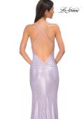Picture of: Metallic Rhinestone Jersey Dress with Ruching and Low Back in Light Periwinkle, Style 32835, Detail Picture 10