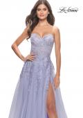 Picture of: Sweetheart Tulle Strapless Gown with Lace Applique in Light Periwinkle, Style: 31363, Detail Picture 11