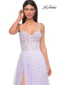 Picture of: Polka Dot Tulle Prom Dress with Sheer Corset Top in Light Periwinkle, Style 32716, Detail Picture 11