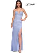 Picture of: Strapless Net Jersey Prom Dress with Unique Rhinestones in Light Periwinkle, Style 32774, Detail Picture 11
