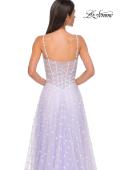 Picture of: Polka Dot Tulle Prom Dress with Sheer Corset Top in Light Periwinkle, Style 32716, Detail Picture 12