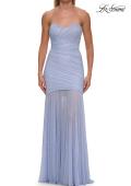Picture of: Strapless Ruched Rhinestone Gown with Sheer Skirt in Light Periwinkle, Style: 33725, Detail Picture 13