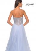 Picture of: Neon A-Line Tulle Prom Dress with Rhinestone Fishnet Bodice in Light Periwinkle, Style: 32445, Detail Picture 14