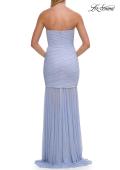 Picture of: Strapless Ruched Rhinestone Gown with Sheer Skirt in Light Periwinkle, Style: 33725, Detail Picture 14