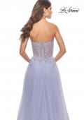 Picture of: Rhinestone Tulle Gown with Sheer Lace Bodice in Light Periwinkle, Style: 31367, Detail Picture 15