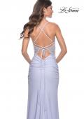 Picture of: Jersey Prom Dress with Illusion Sides and V Neckline in Light Periwinkle, Style: 32139, Detail Picture 15