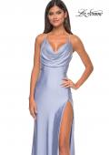 Picture of: Drape Neckline Jeweled Jersey Prom Dress with High Slit in Light Periwinkle, Style: 31221, Detail Picture 16