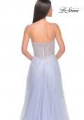 Picture of: Rhinestone A-Line Tulle Prom Dress with Illusion Bodice in Light Periwinkle, Style: 32146, Detail Picture 17