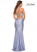 Picture of: Embellished Long Prom Dress with Criss Cross Front in Light Periwinkle, Back Picture