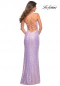 Picture of: Vibrant Wrap Style Sequin Dress with Slit in Light Periwinkle, Back Picture
