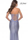 Picture of: Sweetheart Strapless Jersey Gown with Lace Sheer Bodice in Light Periwinkle, Style: 31180, Back Picture