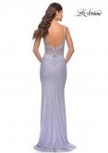 Picture of: Rhinestone Jersey Dress with Sheer Lace Back in Light Periwinkle, Style: 31341, Back Picture