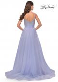 Picture of: Tulle Gown with Full Skirt and Rhinestone Bodice in Bright Colors in Light Periwinkle, Style: 31433, Back Picture
