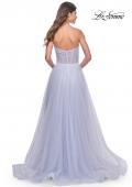 Picture of: Sweetheart Tulle and Rhinestone Prom Dress with Illusion Detail in Light Periwinkle, Style: 31997, Back Picture