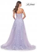 Picture of: Sweetheart Strapless Tulle A-Line Prom Dress with Lace Details in Light Periwinkle, Style: 32145, Back Picture