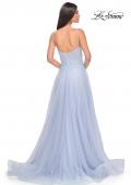 Picture of: Tulle A-line Dress with Beaded Lace Waist and Square Neckline in Light Periwinkle, Style: 32293, Back Picture