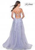 Picture of: Gorgeous Pastel Sequin Beaded Floral A-Line Tulle Dress in Light Periwinkle, Style: 32349, Back Picture