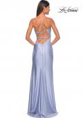Picture of: Drape Neckline Jeweled Jersey Prom Dress with High Slit in Light Periwinkle, Style: 31221, Detail Picture 18