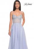 Picture of: Rhinestone A-Line Tulle Prom Dress with Illusion Bodice in Light Periwinkle, Style: 32146, Detail Picture 19