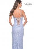 Picture of: Intricate Lace Up Back Prom Dress in Beaded Lace in Light Periwinkle, Style: 31973, Detail Picture 20