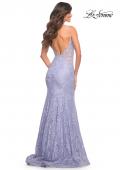 Picture of: Long Mermaid Lace Dress with Back Rhinestone Detail in Light Periwinkle, Style: 28355, Detail Picture 25