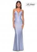 Picture of: Rhinestone Prom Dress with Lace Applique Side Panels in Light Periwinkle, Style: 31301, Detail Picture 1
