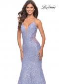 Picture of: Mermaid Beaded Lace Prom Dress with Illusion Sides in Light Periwinkle, Style: 31354, Detail Picture 1
