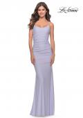 Picture of: Jeweled Modified Scoop Neck Jersey Dress with Open Back in Bright Colors in Light Periwinkle, Style: 31414, Detail Picture 1