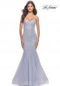 Picture of: Rhinestone Fully Embellished Prom Dress with Sheer Bodice in Neon in Light Periwinkle, Style: 31421, Detail Picture 1