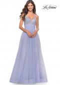 Picture of: Tulle Gown with Full Skirt and Rhinestone Bodice in Bright Colors in Light Periwinkle, Style: 31433, Detail Picture 1