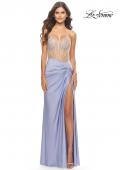 Picture of: Jersey Dress with Knot Detail and Sheer Rhinestone Bodice in Light Periwinkle, Style: 31556, Detail Picture 1