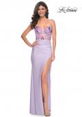 Picture of: Jersey Dress with Illusion Sequin Lace Bustier Top in Purple, Style: 32419, Detail Picture 1