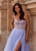 Picture of: Tulle A-line Prom Dress with Rhinestone Detail on Corset Top in Light Periwinkle, Style 32675, Detail Picture 1