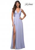 Picture of: Empire Waist Gown with Deep V Neckline in Light Periwinkle, Style: 30641, Detail Picture 2