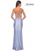 Picture of: Rhinestone Prom Dress with Lace Applique Side Panels in Light Periwinkle, Style: 31301, Detail Picture 2